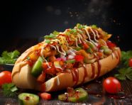 A photo of a hot dog, fast food advertisement stock images