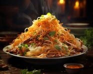 A photo of a noodles, fast food advertisement stock images