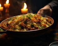 Iranian mutton biryani, biryani advertisement, biryani stock photo