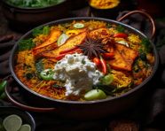 Indonesian vegetables biryani, biryani advertisement, biryani stock photo