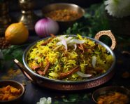 Lucknowi vegetables biryani, biryani advertisement, biryani stock photo