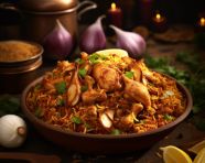 Memoni chicken biryani, biryani advertisement, biryani stock photo