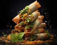 A photo of a spring rolls, fast food advertisement stock images