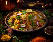 Sindhi vegetables biryani, biryani advertisement, biryani stock photo