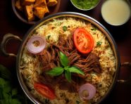 Thalassery mutton biryani, biryani advertisement, biryani stock photo