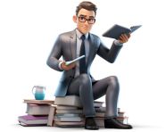 A photo of a businessman busy working book, cartoon character and illustration