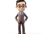 A photo of a businessman character style dress neatly, cartoon character and illustration