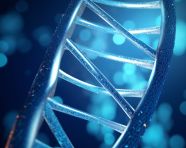 A photo of a human helix dna structure blue color, healthcare stock image