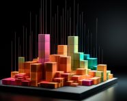 A photo of a abstract presentation of graph chart in 3d geometric to represent a business financial success, finance stock photo