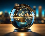 A photo of a glass glob, finance stock photo