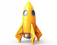 A photo of an abstract yellow rocket ship concept, finance stock photo