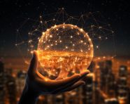 Pointing to a large symbol in the sky, seo stock images for marketing campaigns