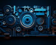 The word seo in a blue gear, seo stock images for marketing campaigns