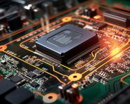 A photo of a checking current in laptop circuit board, free ai prompts for computer and communication