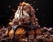 Coold sweet ice cream with chocolate, free ai prompts for ice cream scoop