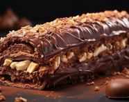 Side view chocolate ice cream with nuts and wafer rolls, free ai prompts for ice cream scoop