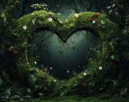 The word heart is written behind a green backdrop, free ai prompts and images floral photo backdrops