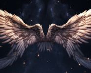 Angel wings layered with stars on starry night, free ai prompts and images floral photo backdrops