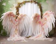 White angel wings backdrop for photoshoots and weddings, free ai prompts and images floral photo backdrops