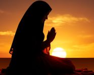 Silhouette of muslim woman praying, muslim stock image, muslim ai prompt, islamic stock image
