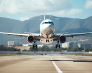 Airplane taking off from the airport, air transportation stock images, ai prompt air transportation, airplane stock images