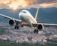 Airliner leaving the runway, air transportation stock images, ai prompt air transportation, airplane stock images