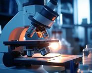 Biology lab test with microscope, healthcare stock images, life sciences stock images, ai stock images