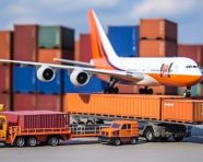 Transportation and logistics of container cargo ship and cargo plane, air transportation stock images, ai prompt air transportation, airplane stock images