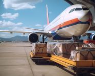 Airplane wing cargo loading, air transportation stock images, ai prompt air transportation, airplane stock images