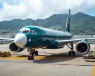 Airplane at hong kong international airport, air transportation stock images, ai prompt air transportation, airplane stock images