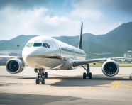 Airplane landing at hong kong airport, air transportation stock images, ai prompt air transportation, airplane stock images