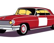 Classic car sticker on white background, bumper stickers stock image, bumper stickers ai prompt, ai-generated bumper stickers