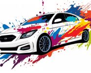 Colorful splashes car sticker design of a vector white background, bumper stickers stock image, bumper stickers ai prompt, ai-generated bumper stickers