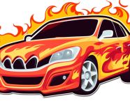 Fire splashes car sticker design of a vector white background, bumper stickers stock image, bumper stickers ai prompt, ai-generated bumper stickers