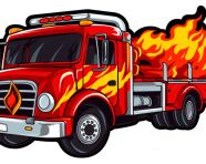 Fire truck sticker design, bumper stickers stock image, bumper stickers ai prompt, ai-generated bumper stickers