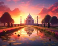 The taj mahal at daybreak, taj mahal free images, taj mahal ai prompts, agra free images