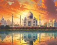 Taj mahal illuminated by the sun, taj mahal free images, taj mahal ai prompts, agra free images