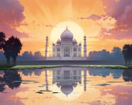 Taj mahal at sunrise, taj mahal free images, taj mahal ai prompts, agra free images
