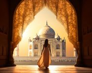 Taj mahal archway and person, taj mahal free images, taj mahal ai prompts, agra free images