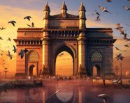 Birds over the gate of india, gateway of india mumbai stock image, gateway of india mumbai ai prompt, gateway of india mumbai photo