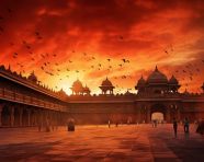 Red fort sunset new delhi, red fort stock image, ai generated red fort stock image, red fort stock photo