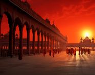 Majestic red fort in sunset india, red fort stock image, ai generated red fort stock image, red fort stock photo
