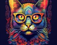 Cat in glasses and denim, animal t-shirt designs, animal t-shirt design stock images, animal t-shirt design ai prompts