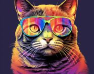 Cat in jeans and embroidered shirt, animal t-shirt designs, animal t-shirt design stock images, animal t-shirt design ai prompts