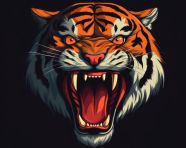 Black background tiger, animal t-shirt designs, animal t-shirt design stock images, animal t-shirt design ai prompts