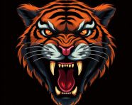 Angry tiger with orange tongue, animal t-shirt designs, animal t-shirt design stock images, animal t-shirt design ai prompts