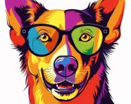 Dog with rainbow glasses, animal t-shirt designs, animal t-shirt design stock images, animal t-shirt design ai prompts