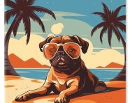 Pug with shades enjoying the sunny day, animal t-shirt designs, animal t-shirt design stock images, animal t-shirt design ai prompts