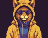 Stylish cat in hip hop getup, animal t-shirt designs, animal t-shirt design stock images, animal t-shirt design ai prompts