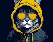 Cat in streetwear with attitude, animal t-shirt designs, animal t-shirt design stock images, animal t-shirt design ai prompts